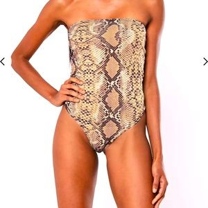 Missguided Bandeau Snake print bodysuit NWOT